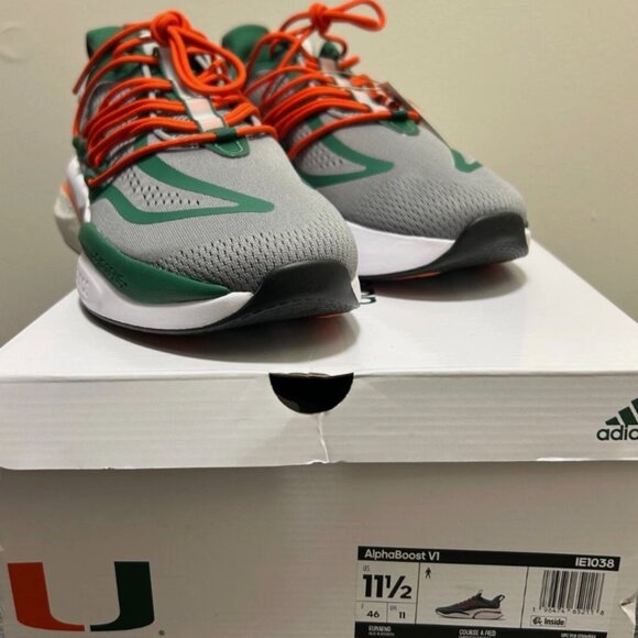 Size 11 1/2 - adidas Alphaboost V1 NCAA Pack - Miami - Picture 3 of 5